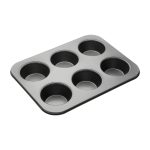 Non Stick 6 Cups Cup Cake Tray - Stainless Steel