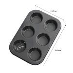 Non Stick 6 Cups Cup Cake Tray - Stainless Steel - Image 3