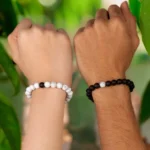 Black & White Couple Stone Bracelets – Minimalist Matching Set