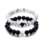 Black & White Couple Stone Bracelets – Minimalist Matching Set