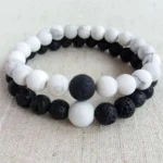 Black & White Couple Stone Bracelets – Minimalist Matching Set
