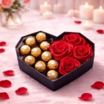 Valentine's Diamond Heart Rose & Ferrero Box