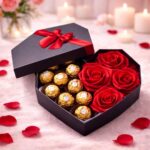 Valentine's Diamond Heart Rose & Ferrero Box