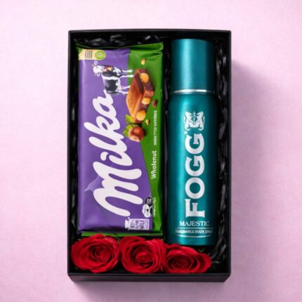 Premium Valentine Gift Box With Milka & Fogg