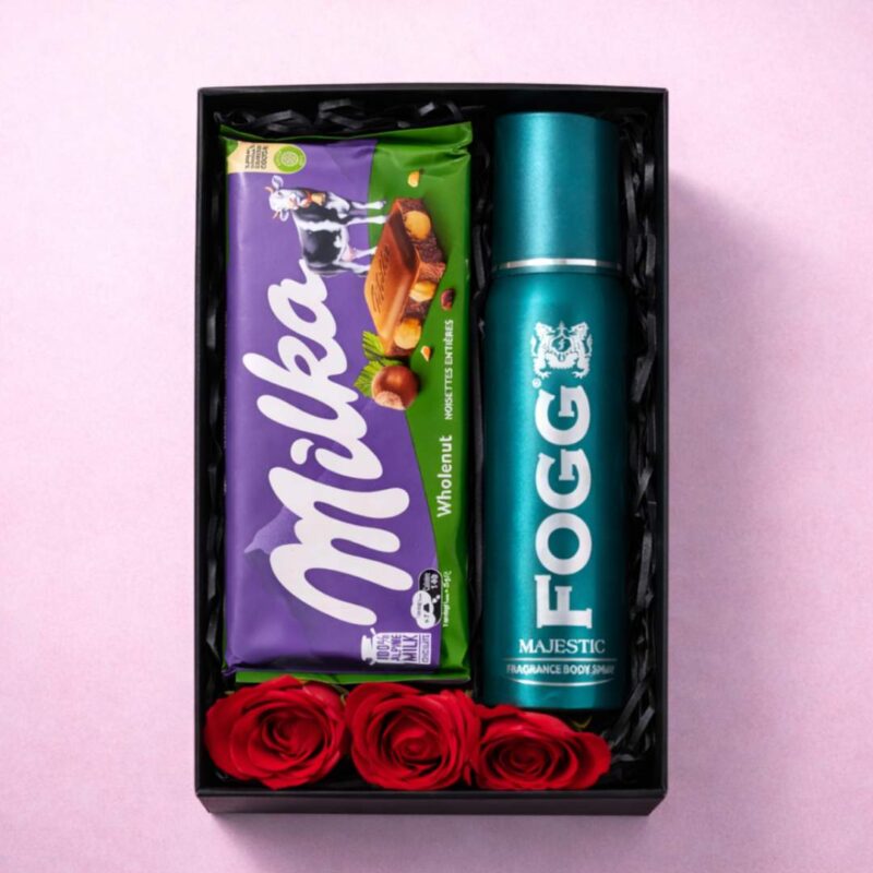 Premium Valentine Gift Box With Milka & Fogg